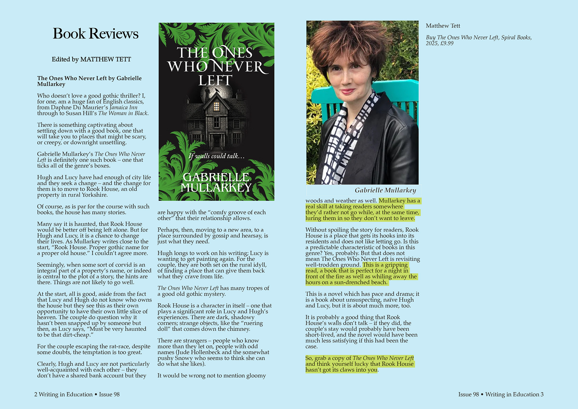 Writing in Education review of The Ones Who Never Left, April 26